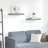 OEM Estantes Flotantes, Juego De 2, Gris, 50 X 23 X 3,8 Cm, Mdf-crezuo