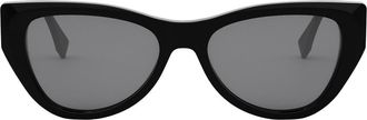 Fendi Diamonds 54mm Cat Eye Sunglasses in Shiny Black /Smoke at Nordstrom
