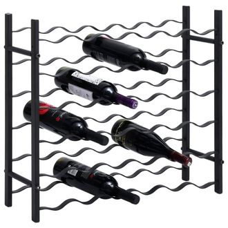 Berkfield Home Wine Rack for 36 Bottles Black Iron