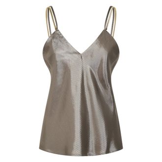 Max Mara Sleeveless Tops, female, Brown, Size: XS Top Canottiera in tes