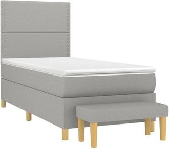 vidaXL Vidaxl - Cama Box Spring Con Colch&oacute;n Tela Gris Claro 90x200 Cm