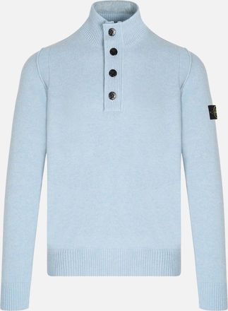 Stone Island Mens Quarter Button Sweater Blue - Size: 40
