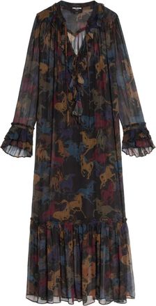 Zadig&Voltaire Abito lungo Ralicel con stampa - Marrone