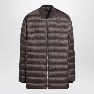 Rick Owens Mud-colored quilted zip-up down jacket