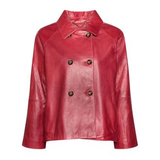 Elena Miro Trench corto in vera pelle - - Jackets - Donna - Rosso - S