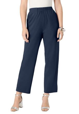 Roaman's Soft Knit Straight Leg Capri Pant in Navy at Nordstrom, Size Medium