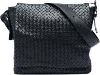 Bottega Veneta Pre-owned Woven Nappa Crossbody Bag - Dames - Vintage Schoudertas - Zwart - ONE Size - Leer - Vintage