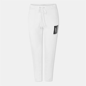 A|X Armani Exchange Womens Lettering Regular Fit Joggers in Opt.White - Size 14 UK