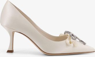 Jimmy Choo London Auria satin pumps with crystal bow detail - JIMMY CHOO - gender_Woman