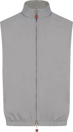 Kiton Omkeerbaar Zijden Gilet Jas - Heren - Bodywarmers - Grijs - XL - Kasjmier - Jassen