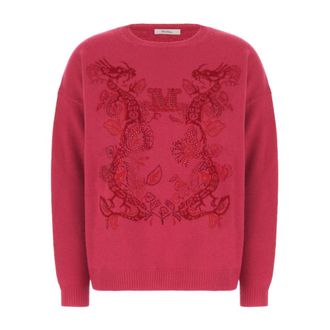 Max Mara Stijlvolle Gebreide Kleding Collectie - Dames - Ronde hals truien - Rood - XL - Wol - Truien & Vesten