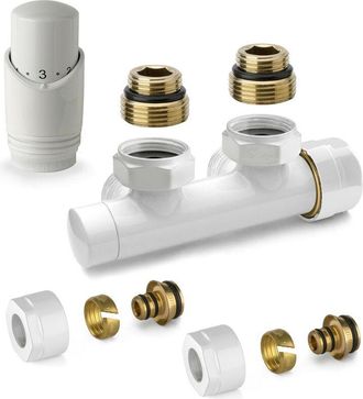 APM Kit V&aacute;lvula H Termost&aacute;tica Cuadrada Blanca Con Adaptador Para Tubo Multicapa Apm 343kb 015 M 16 12 Blanco