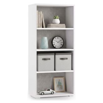Dmora Dmora - Estante Para Libros Giacinto, Biblioteca Con 3 Estantes Ajustables, Estante Para Libros, Unidad De Pared Con Estantes, 100% Made In Italy, Cm 