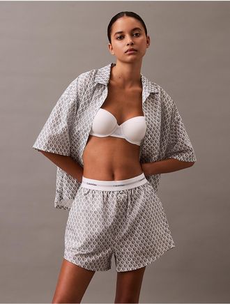 Calvin Klein Womens Cotton Poplin Lounge Shorts - Grey - XL