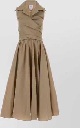 Patou faille wrap midi dress open back bow