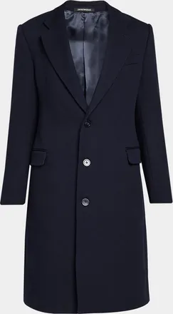 Emporio Armani Men & apos;s Single-Breasted Wool Twill Top Coat