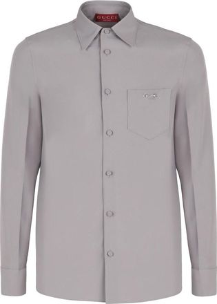 Gucci Technical Panama Shirt With Clamp - Heren - Casual Overhemden - Grijs - S - Polyester - Overhemden