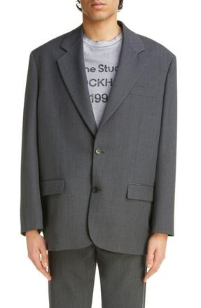 Acne Studios Mélange Oversize Recycled Polyester & Wool Sport Coat in Dark Grey at Nordstrom, Size 36 Us