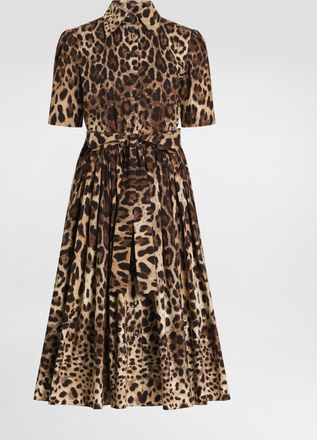 Dolce & Gabbana Leo-print Poplin Shirt Dress - Woman Dresses Animal Print 36