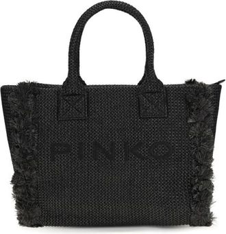 Pinko Borsa Tote da Spiaggia in Rafia - - Bags - Donna - Nero - ONE SIZE