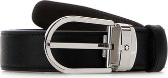Montblanc Black Leather Reversible Belt