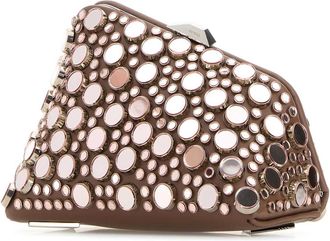The Attico Womens Embellished Leather Midnight Clutch Mud