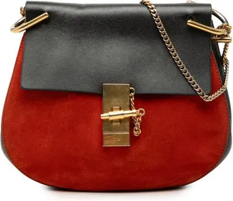 Chlo&eacute; Pre-owned Chloe Small Bicolor Suede and Calfskin Drew Crossbody Ladies 43NZBLMBP43X00RX