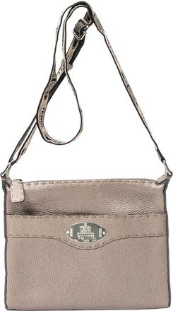 Fendi Fendi Greige Grained Leather Front Pocket Crossbody (Authentic Pre-Loved)