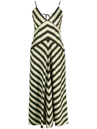 Msgm chevron-print rear-tie dress - Neutrals