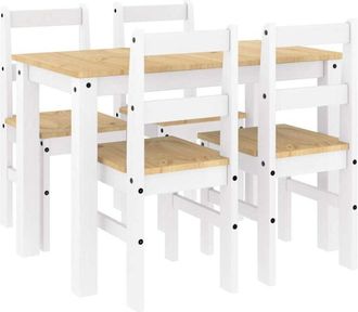 vidaXL Vidaxl - 5 Piece Dining Set Panama White Solid Wood Pine