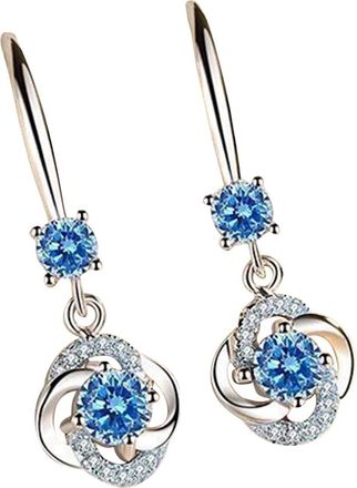 Generic Silver Earrings For Women Dangling,Drop Earrings,Cubic Zirconia Earrings,Four Leaf Clover Hook Earrings Hypoallergenic Dangle Earrings Birthday Jewell