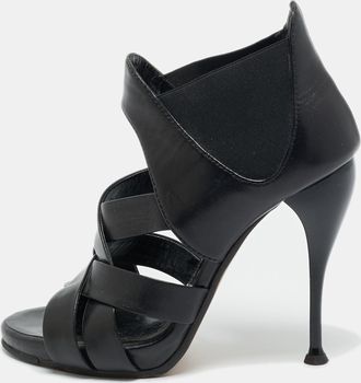 Giuseppe Zanotti Black Leather Crisscross Ankle Strap Sandals