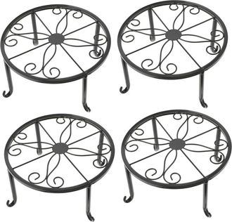 OEM Juego De 4 Soportes Met&aacute;licos Para Plantas, Aptos Para Uso Interior Y Exterior, Soportes Para Macetas, Bases Cortas Para Decoraci&oacute;n De Suelos Y Mesas