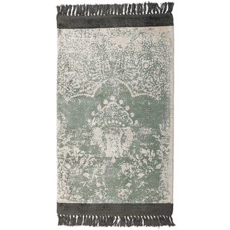 Beliani Beliani - Alfombra De Viscosa Verde Beige Negro 80 X 150 Cm Algod&oacute;n Flecos Envejecido Akarsu