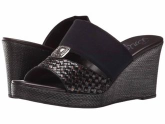 Brighton Women Delta Leather Wedge Sandal In Black/brown Mix