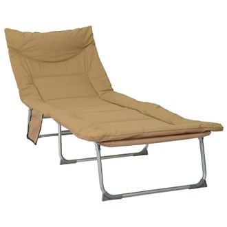 vidaXL Tumbona Plegable Con Coj&iacute;n Beige Vidaxl