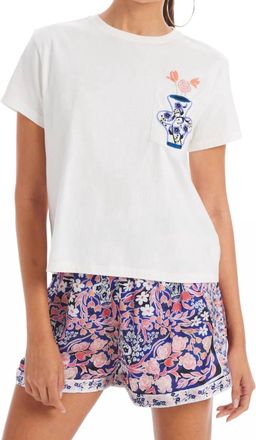 Allison New York Embroidered Tee In Off White