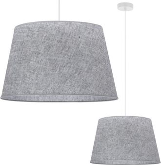 OEM L&aacute;mpara Colgante, Cono De Lino, Blanco, 1 Plana, Pantalla Gris L03 44cm
