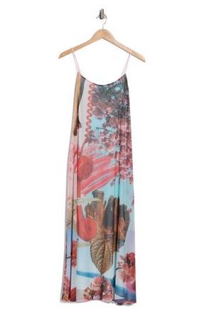 Desigual Print Knit Slip Dress in Light Blue at Nordstrom Rack, Size X-Large
