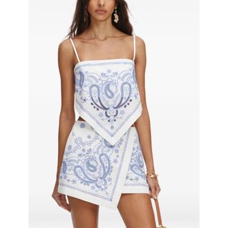 Self Portrait Paisley-enbroidered Shorts