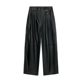 Loewe Pleated Leather Trousers - female - Loewe - Leather Trousers - Black - XS - Trousers