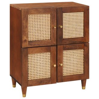 Berkfield Home Media Storage Cabinets & Racks Brown Cane & solid mango wood