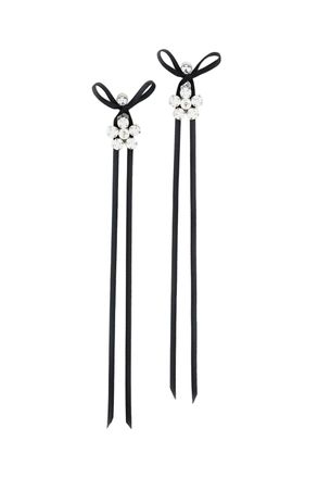 Simone Rocha Silver Black Crystal Pearl Drop Earrings