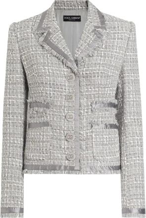 Dolce & Gabbana Kort- enkelrijig jasje - Dames - Blazers - Grijs - M - Leer - Jassen