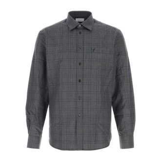 Ferragamo Casual Shirts, male, Gray, Size: M Embroidered Oxford Shirt