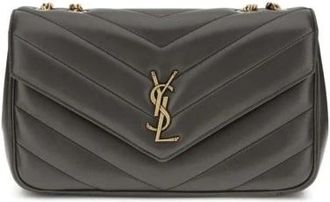 Saint Laurent Lou Lou Quilted Leather Shoulder Bag - Dames - Schoudertassen - Grijs - ONE Size - Leer - Tassen