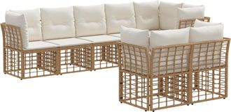 vidaXL Conjunto De Sof&aacute;s De Exterior Natural Poli&eacute;ster Vidaxl