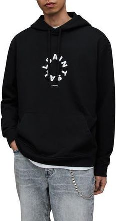 AllSaints Tierra Pullover Graphic Hoodie in Jet Black at Nordstrom Rack, Size Large