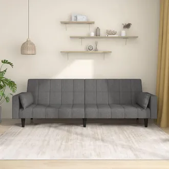 vidaXL Vidaxl - Sof&aacute; Cama De 2 Plazas Con Dos Almohadas Tela Gris Claro