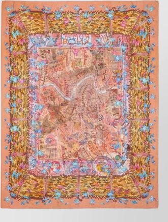 Faliero Sarti roma silk blend stole artistic pattern